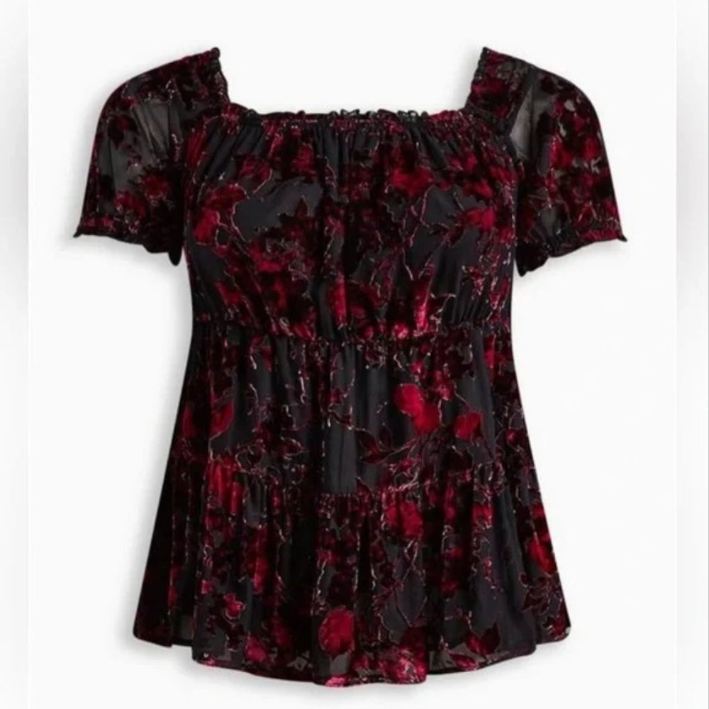 Torrid Babydoll Velvet Tiered Top Size 3